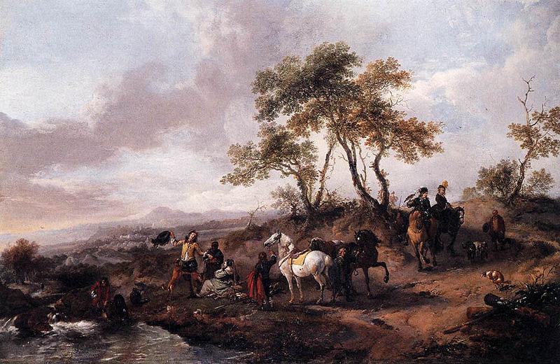 Philips Wouwerman Halt of the Hunting Party oil painting image